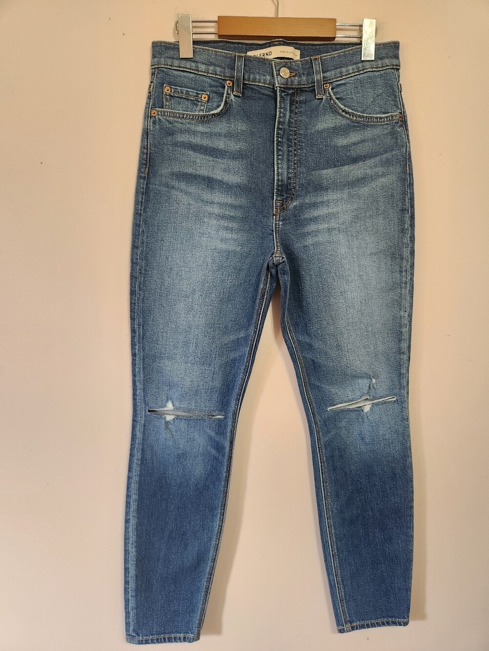 GRLFRND The Kendall High Rise Stretch Skinny Distressed Jeans Central Park 28